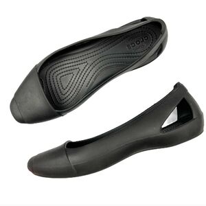 CROCS Sienna‎ Black Cut Out Ballet Flats Size 9 NWOT